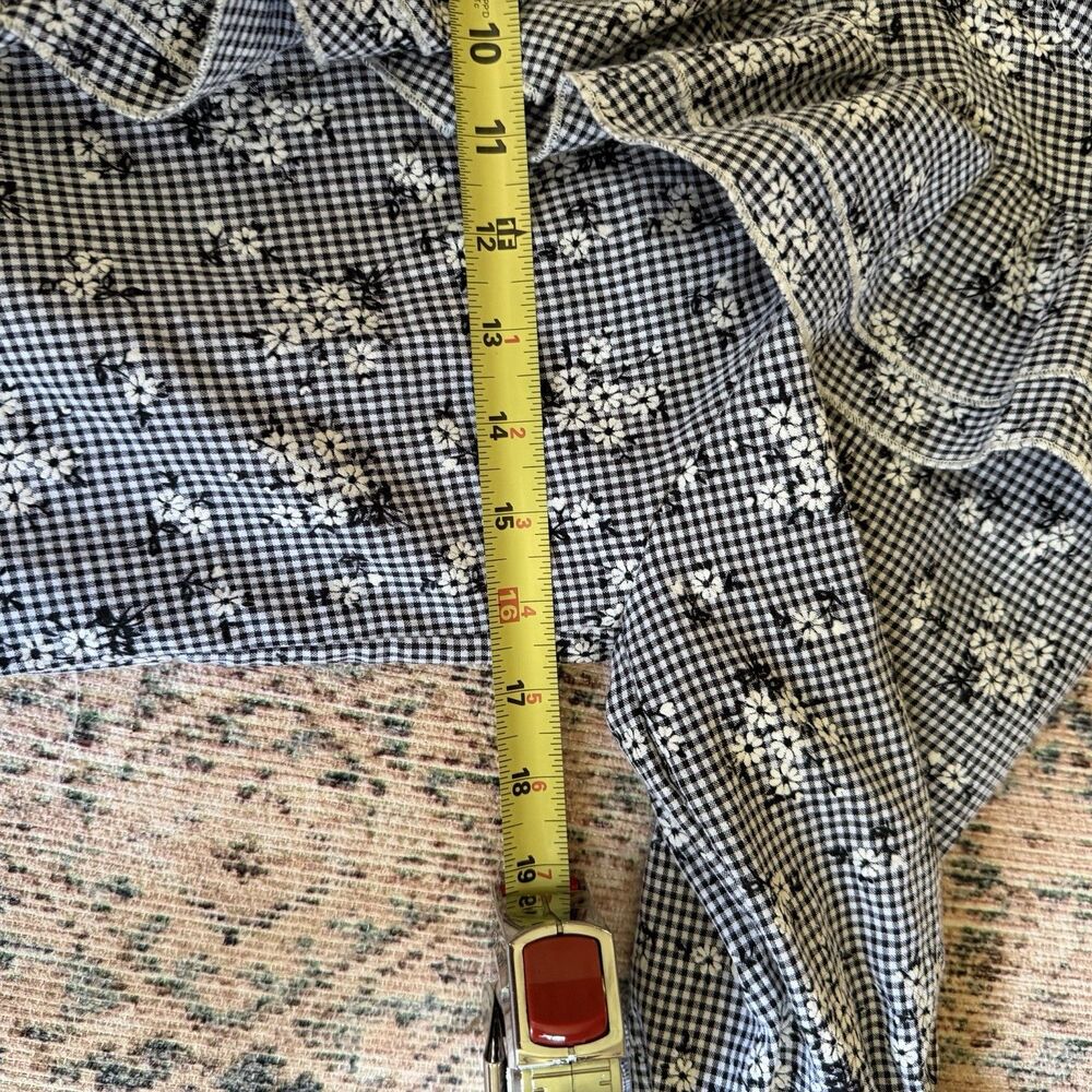 The Shirt Rochelle Behrens Floral Button Down XS Frilled Shirt Top Black White - Picture 12 of 12